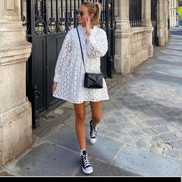 Zara Textured Weave Mini White Dress NWT - Picture 5 of 8